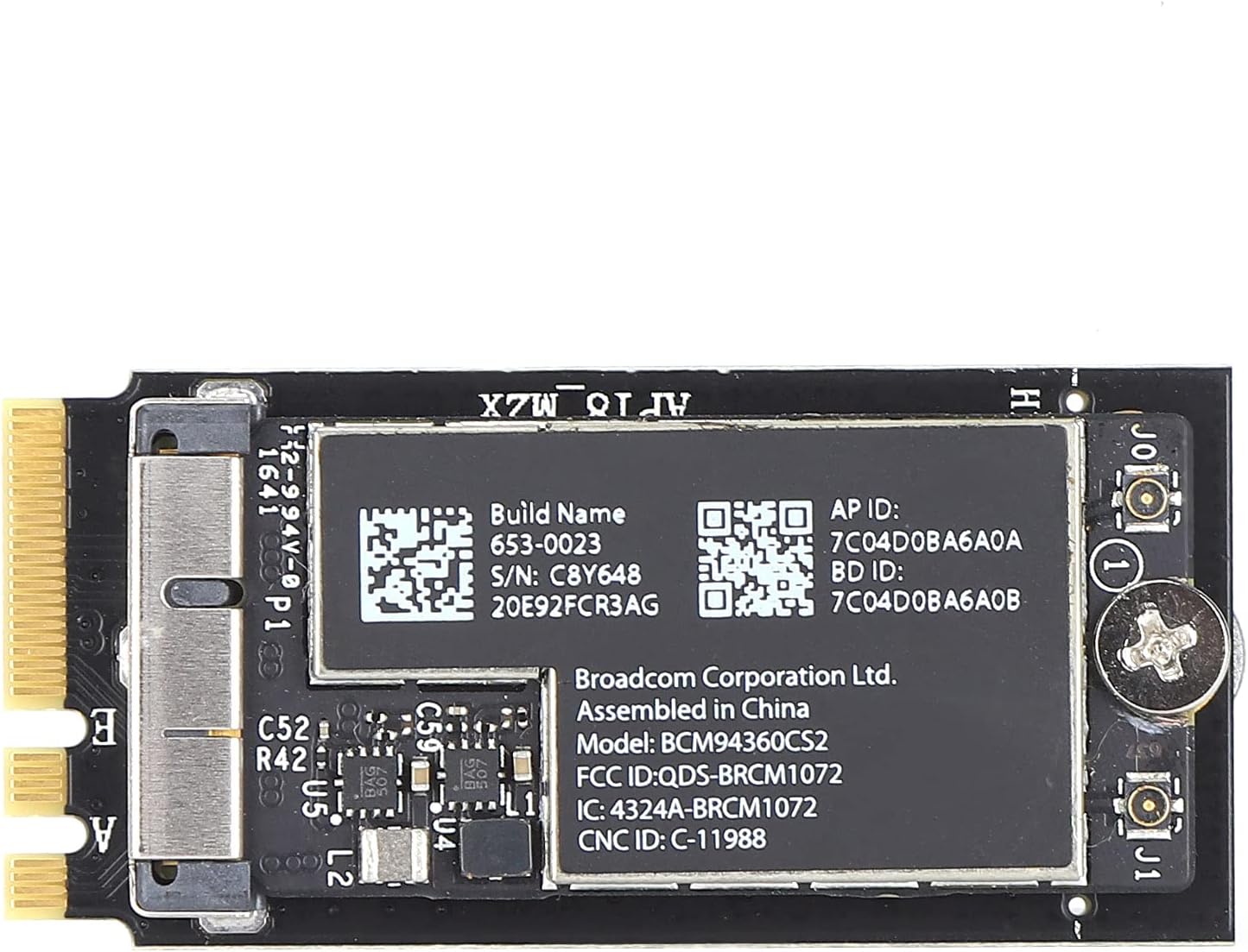 Wireless Network Card Adapter, Bcm94360Cs2 Bt WiFi Card to Ngff M.2 Network Adapter, Suitable for 12+6 Pin Wireless Module Hackintosh Macos Equipped with External Antenna(A)
