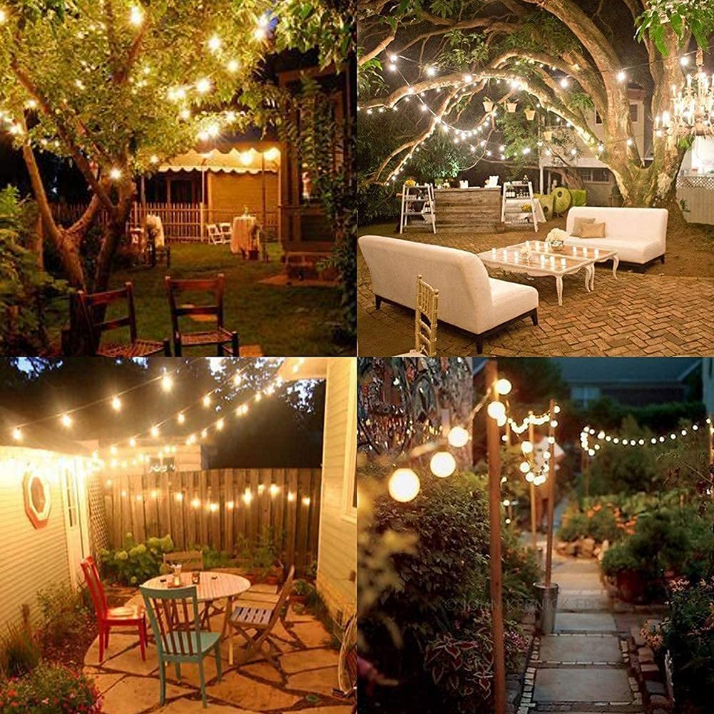Lampadine di ricambio per illuminazione esterna, G40, 25 pezzi, E12, IP44, UL, bianco caldo per illuminazione terrazzo, decorazione per feste, matrimoni, 7 W, 220 V-240 V