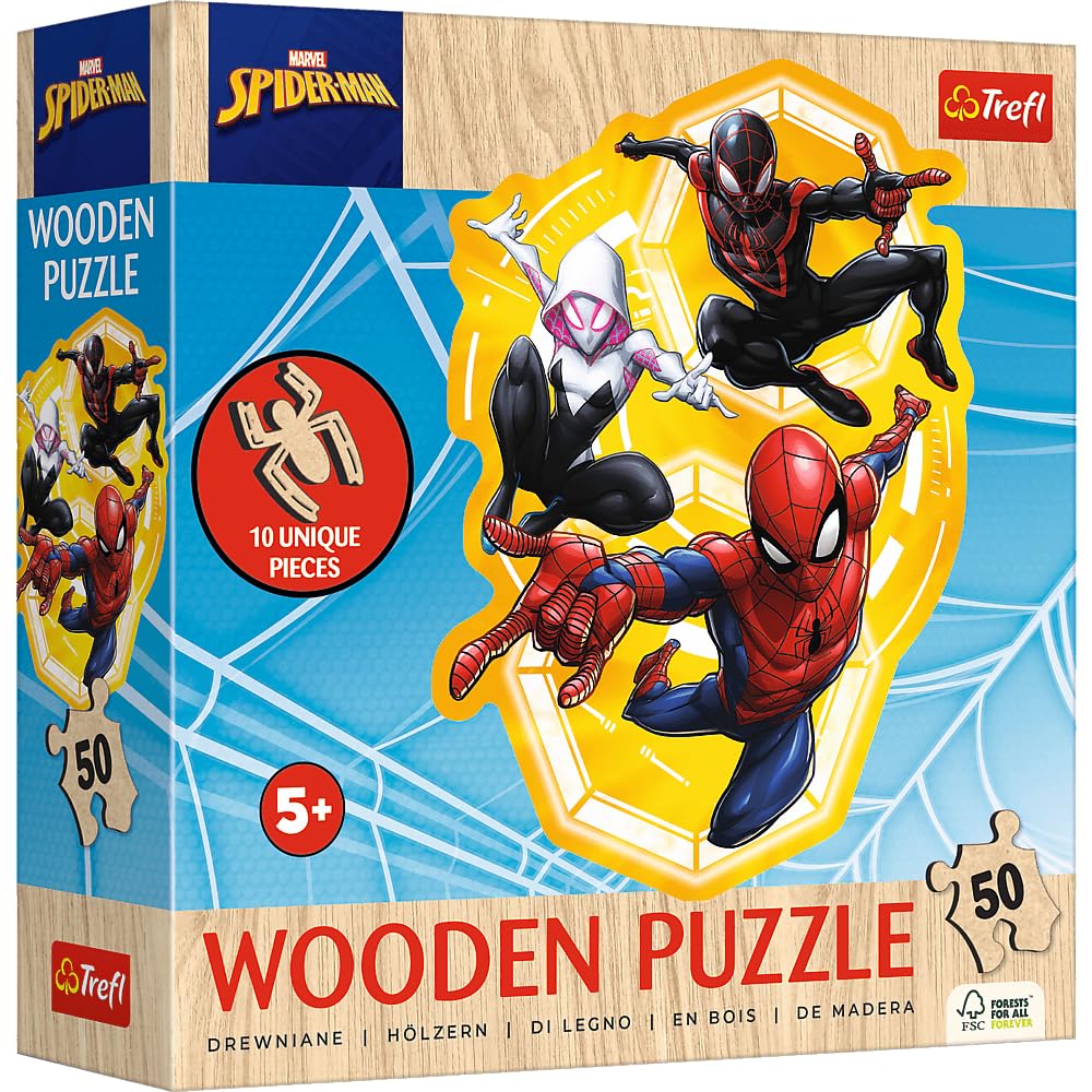 Trefl - Wooden puzzle: Marvel Spiderman, Spider-Man action-ready