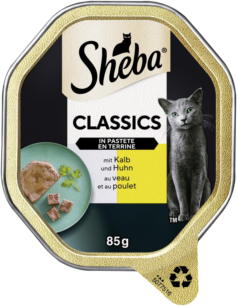 SHEBA Schale Nassfutter für Katzen Classics in Pastete mit Kalb und Huhn 2 x 11 x 85g