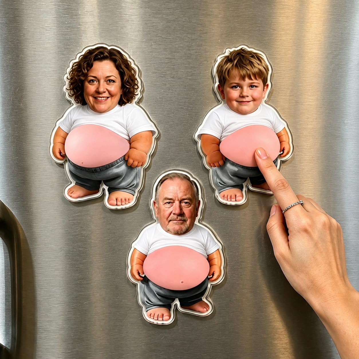 Custom Funny Squishy Belly Fridge Magnets, Personalized Face Squishy Refrigerator Magnets Pressable Belly, Squeezable Belly Fridge Decor, Stress Relief Gift (C-3PC)