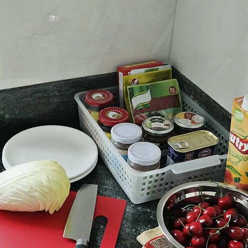 Miniatura 2 de Qskely Paquete de 6 cestas de almacenamiento de papel A4, bandejas de archivo, bandeja de almacenamiento de plástico transparente