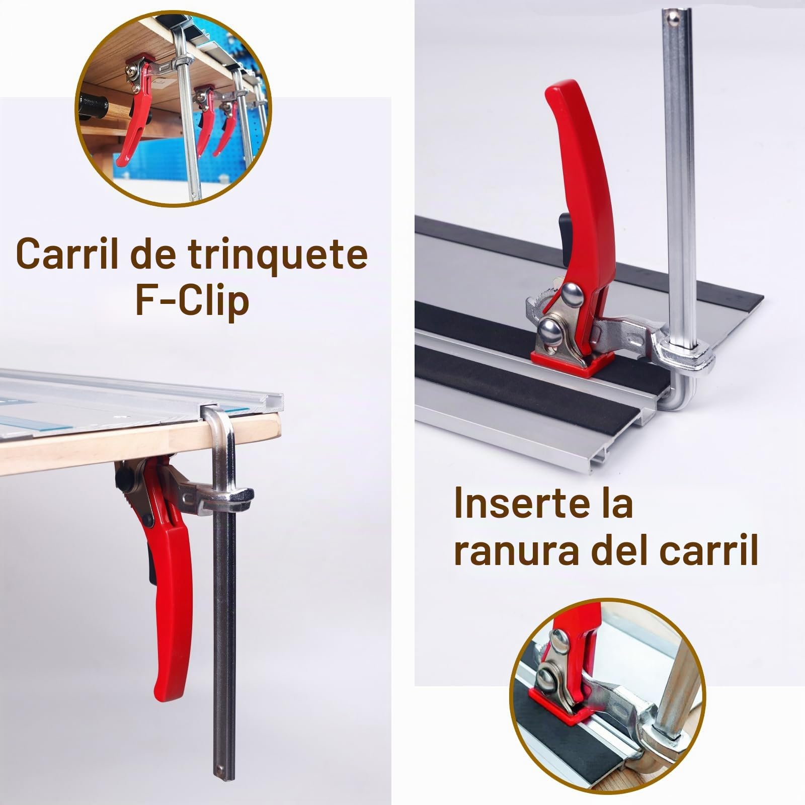 2 Pieza Abrazaderas de carril, Sargentos De Apriete,Sargentos De Apriete Metal, Abrazadera de Liberación Rápida con Capacidad de 160 mm y Profundidad de Garganta de 60 mm Para Lijar, Cortar