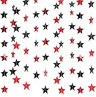 Vista 10 de Guirnalda de estrellas de papel con purpurina, 130 pies de largo, decoración colgante para graduación de clase de 2022, felicitaciones, graduación