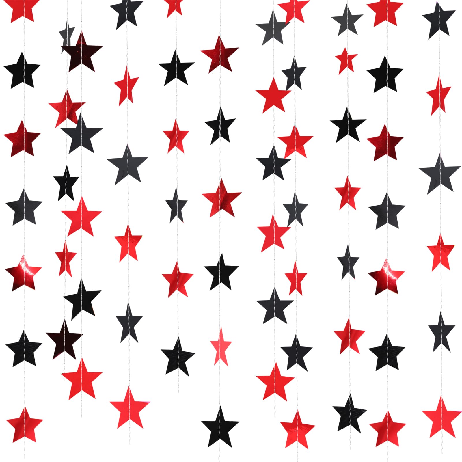 Patelai 130 ft Star Garland Banner Decor,Red,Black