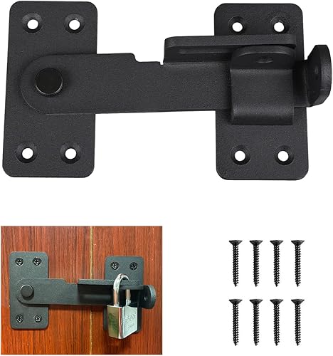 Cerradura de cierre abatible, cierre de puerta resistente de 90 grados con orificio para candado, cerradura de cerrojo de puerta de seguridad,