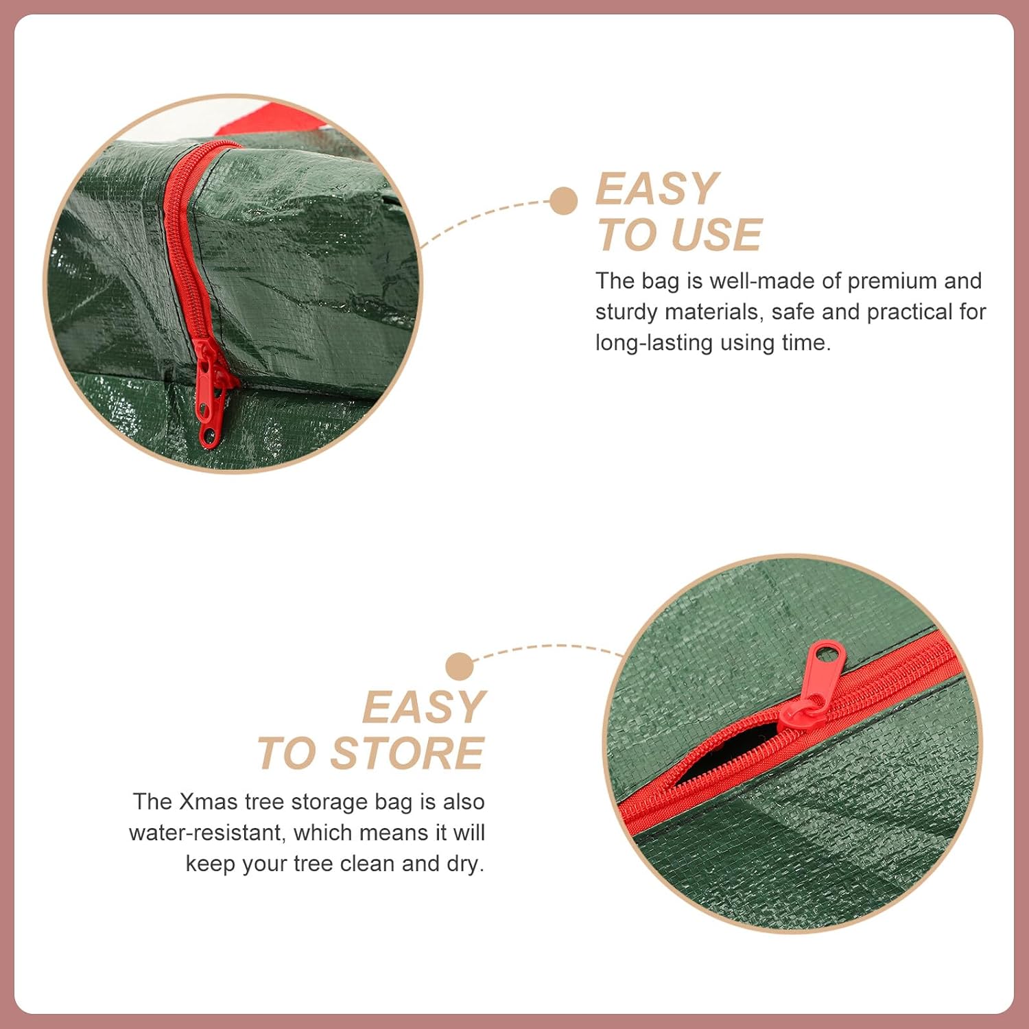 Christmas Tree Storage Bag Green Polyethylene Heavy-duty Zipper