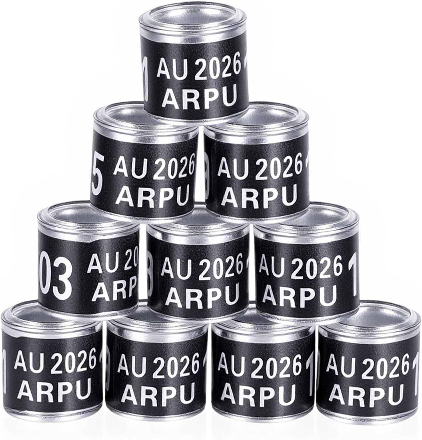 100Pcs Multicolor Aluminium Pigeon Leg Rings Dove Leg Rings Identify Bands Plastic with Training Identify Birds Foot Ring (Black)