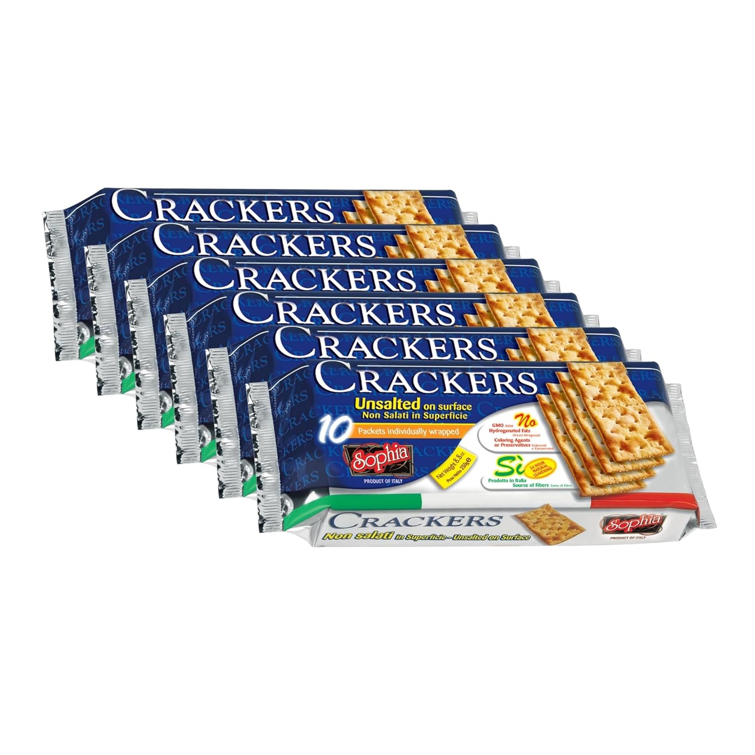 Sophia Cracker Italian Unsalted 8.8oz (4-pack) | Premium No Salt Crackers | Unsalted Crackers for Cheese Boards & Pantry | Club-Style with Crisp Crunch | Pantry Staples Snack