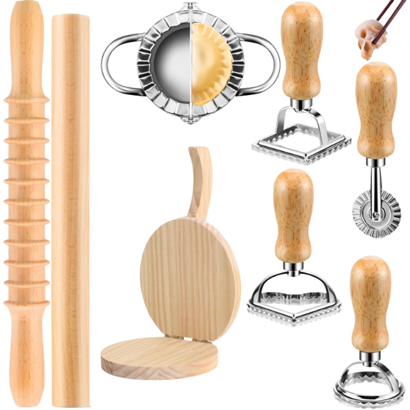 Kitchen Rolling Pin - Wooden Pasta Cutter, Adjustable Cutting Device | Baking Supplies Purpose, Restaurant Cooking Solution, Cookie Pie Cake Preparation Kit, Ergonomic Culinary Tool, Versatile P