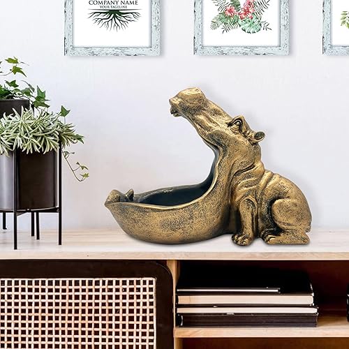 Miniatura 9 de Estatua de hipopótamo de resina para el hogar, figura de hipopótamo, mesa de escultura, decoración de arte, artículos diversos, caja de