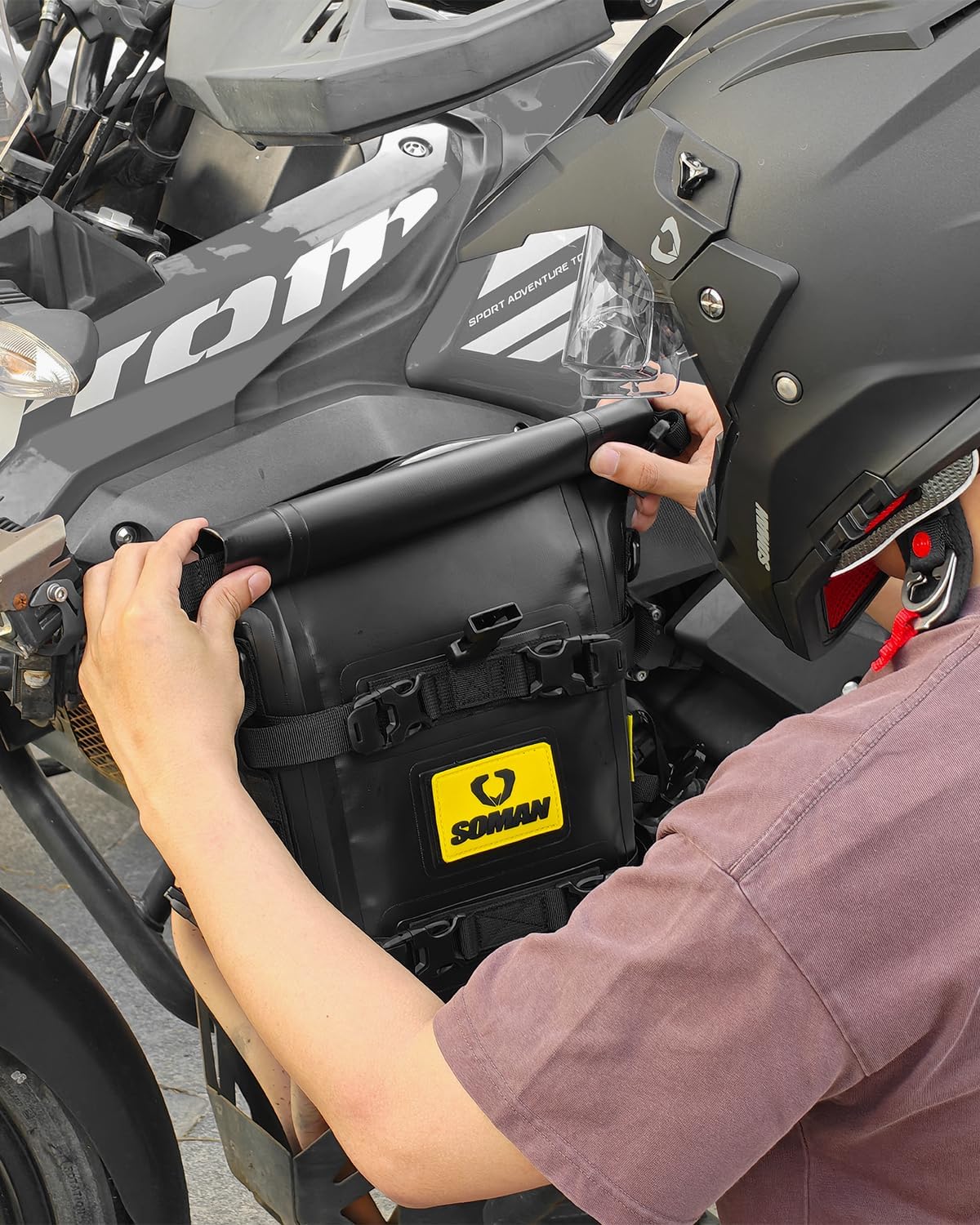 Waterproof Motorcycle Crash Bar Bag 6L, Motorcycle Tail Bag Luggage with Shoulder Straps, Dry Bag Saddle Bag Used in Saddle Rack Rear Fender for Travel & Adventure (Black)
