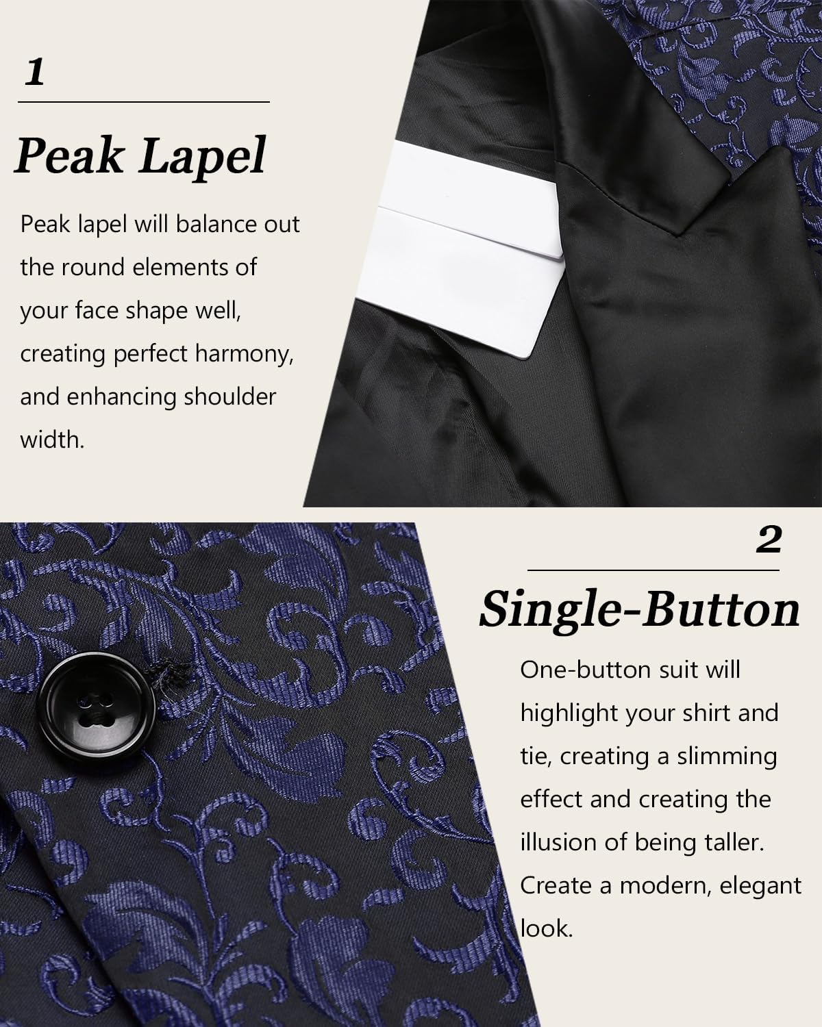 COOFANDY Mens Floral Tuxedo One Button Luxury Shiny Blazer Dinner Party Prom Wedding Suit Jacket