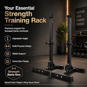 Barbell Rack Weight Lifting Squat Stand for Home Gym – Multi Purpose Adjustable Bench Press Rack for Strength Training, Fitness Exercise & Workout Equipment
