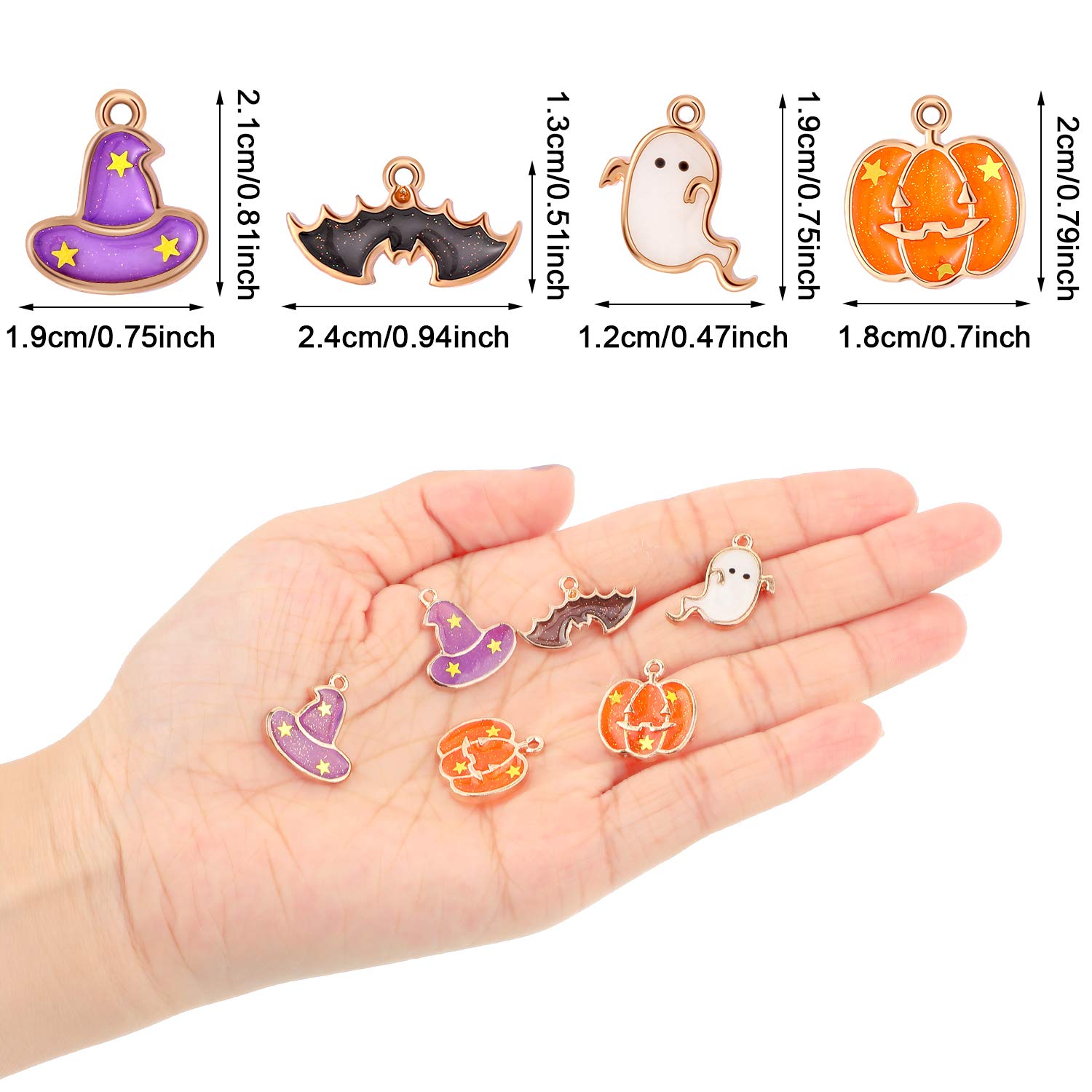 34 dijes de Halloween de aleación, calabaza, otoño, joyería, para fiesta de Acción de Gracias, bricolaje, collares, pulseras, accesorios, aleación, Aleación. 2