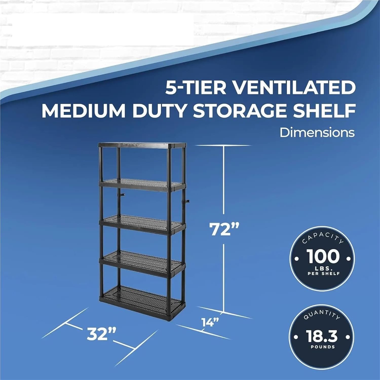 Compatible for 5-Shelf Fixed Height Ventilated Storage Unit 14x32x72 Home Garage Basement Organizer System