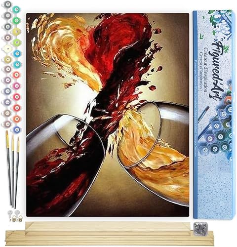 Vista 204 de Figured'Art - Juego de pintura por números, lienzo enrollado sin marco, para manualidades, para adultos, 16 x 20 pulgadas, jarrón de peonías