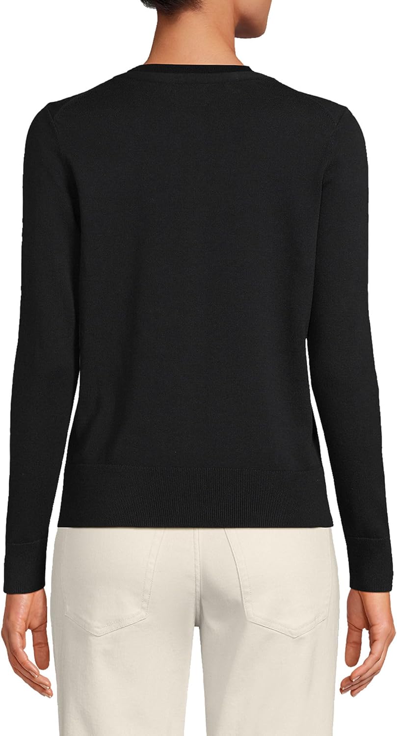 Lands' End Women's Fine Gauge Cotton Cardigan Sweater - Image 2