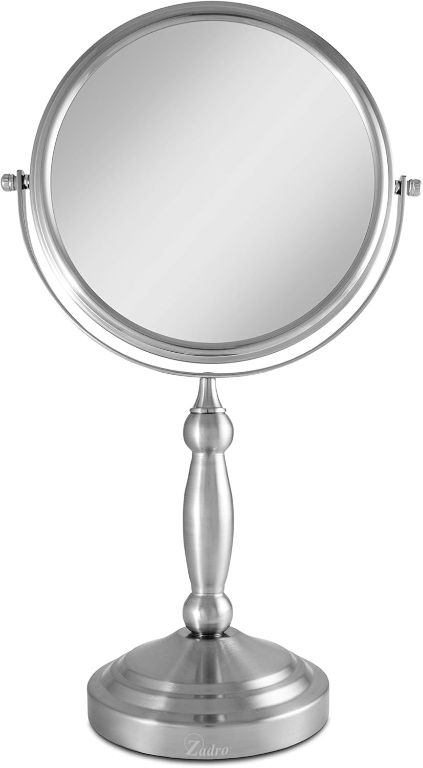 Zadro 9” W x 16" H Round Non-Lighted Makeup Mirror 10X 1X Magnifying Makeup Mirrors Rotating Head Makeup Mirror for Desk : Everything Else
