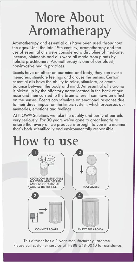 NOW Solutions, Real Bamboo Ultrasonic Aromatherapy Oil Diffuser