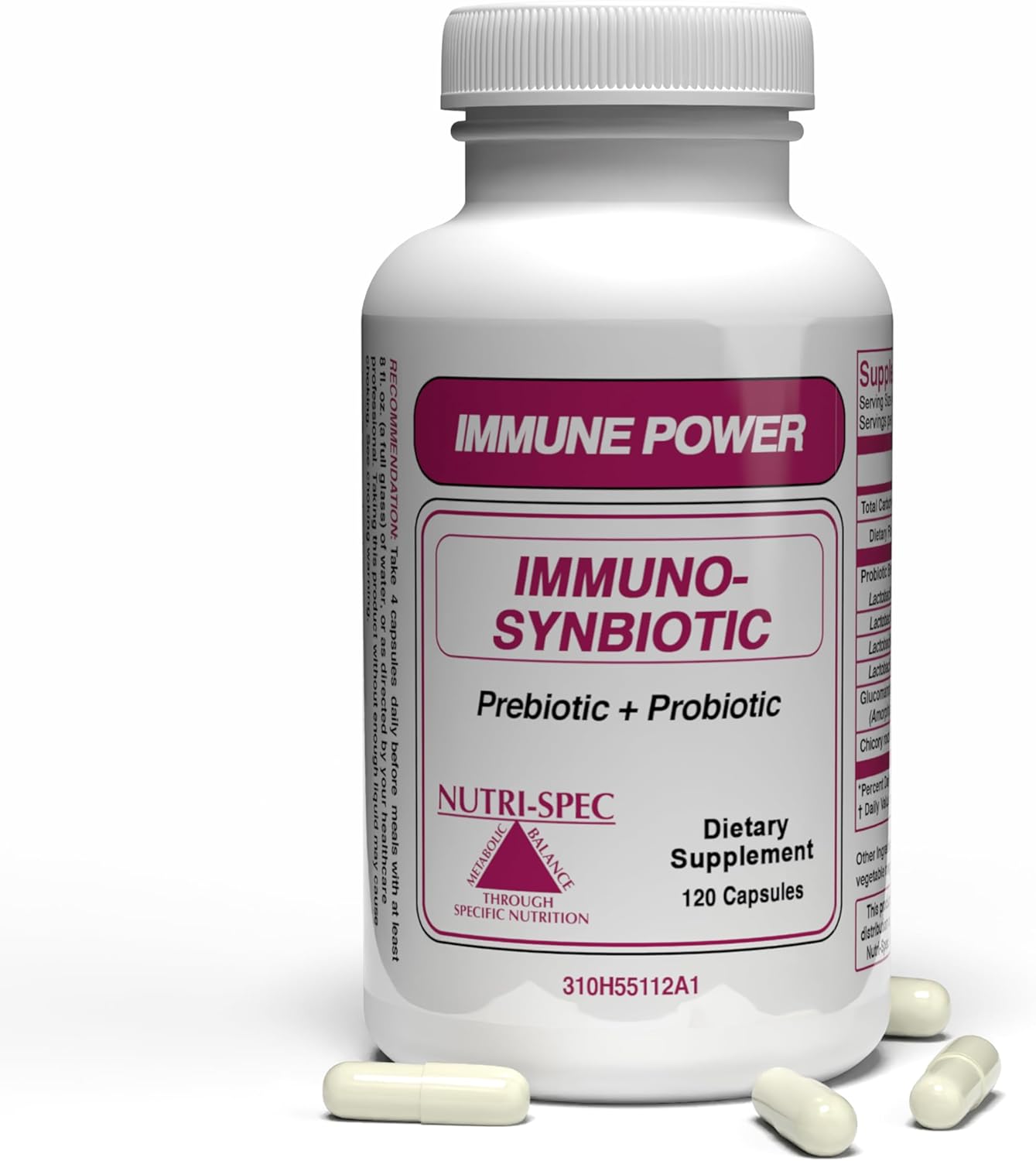 Nutri-Spec Immune Power - Immuno-Synbiotics Probiotics & Prebiotic for Women & Men - with Lactobacillus gasseri, rhamnosus, paracasei - Great for Immune-Related Inflammatory Conditions - 120 Caps