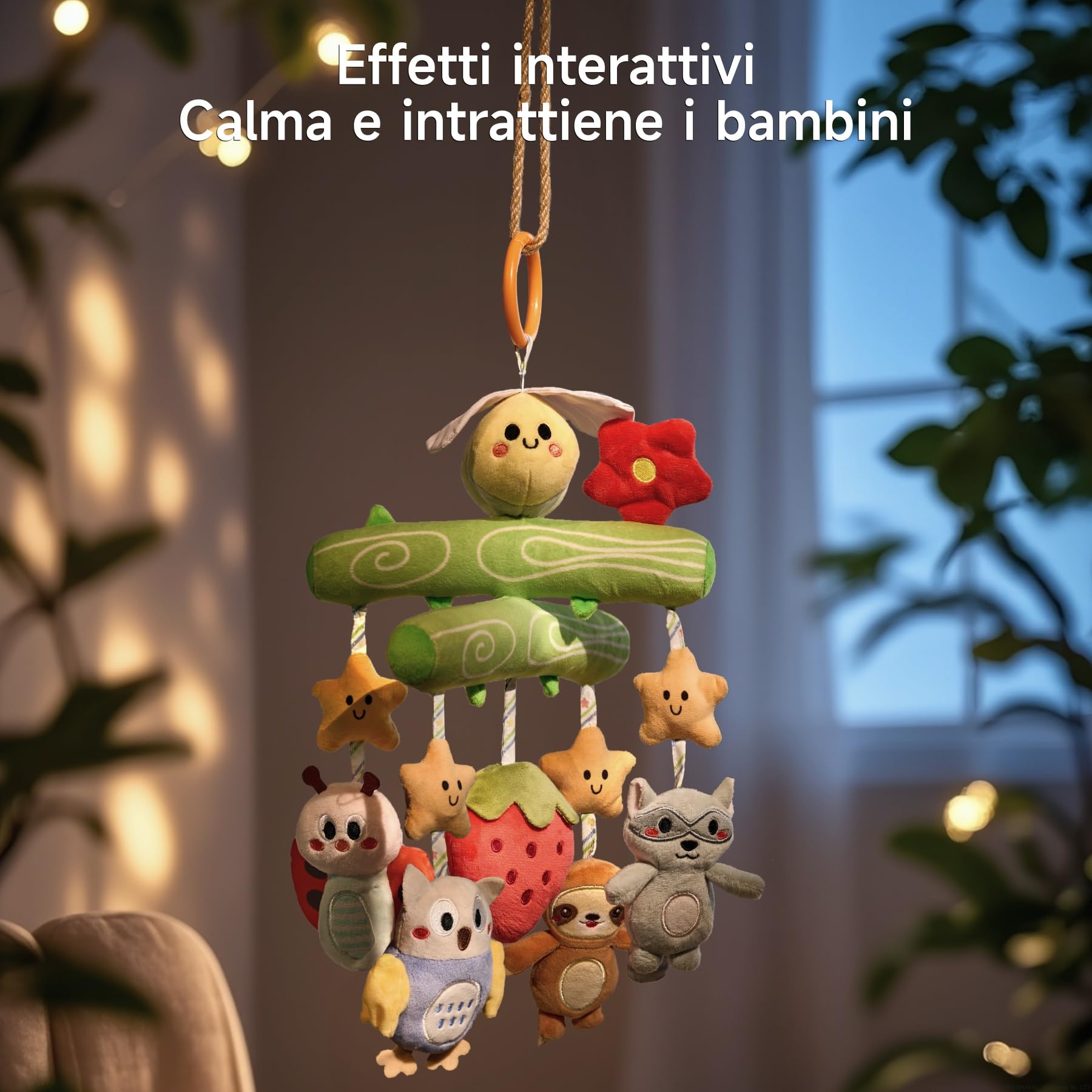 TUMAMA KIDS Giocattoli per Bambini 0 3 6 Mesi, Peluche ape Sonaglio Neonato con cigolii, grilli, Regalo Neonato Sensoriale Carillon per Neonati Passeggino Palestra Culla Giocattolo Appendere Attività