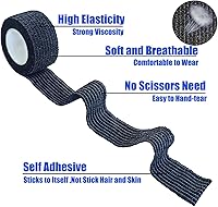 Vista 143 de Baisunt Paquete de 6 vendajes cohesivos de 1 pulgada, cinta autoadhesiva autoadhesiva autoadhesiva transpirable para muñeca, tobillo, deportes