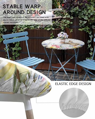 Vista 63 de Mantel redondo ajustable de Navidad para mesa redonda, mantel rojo floral de Navidad, mantel impermeable con borde elástico, mantel circular rojo