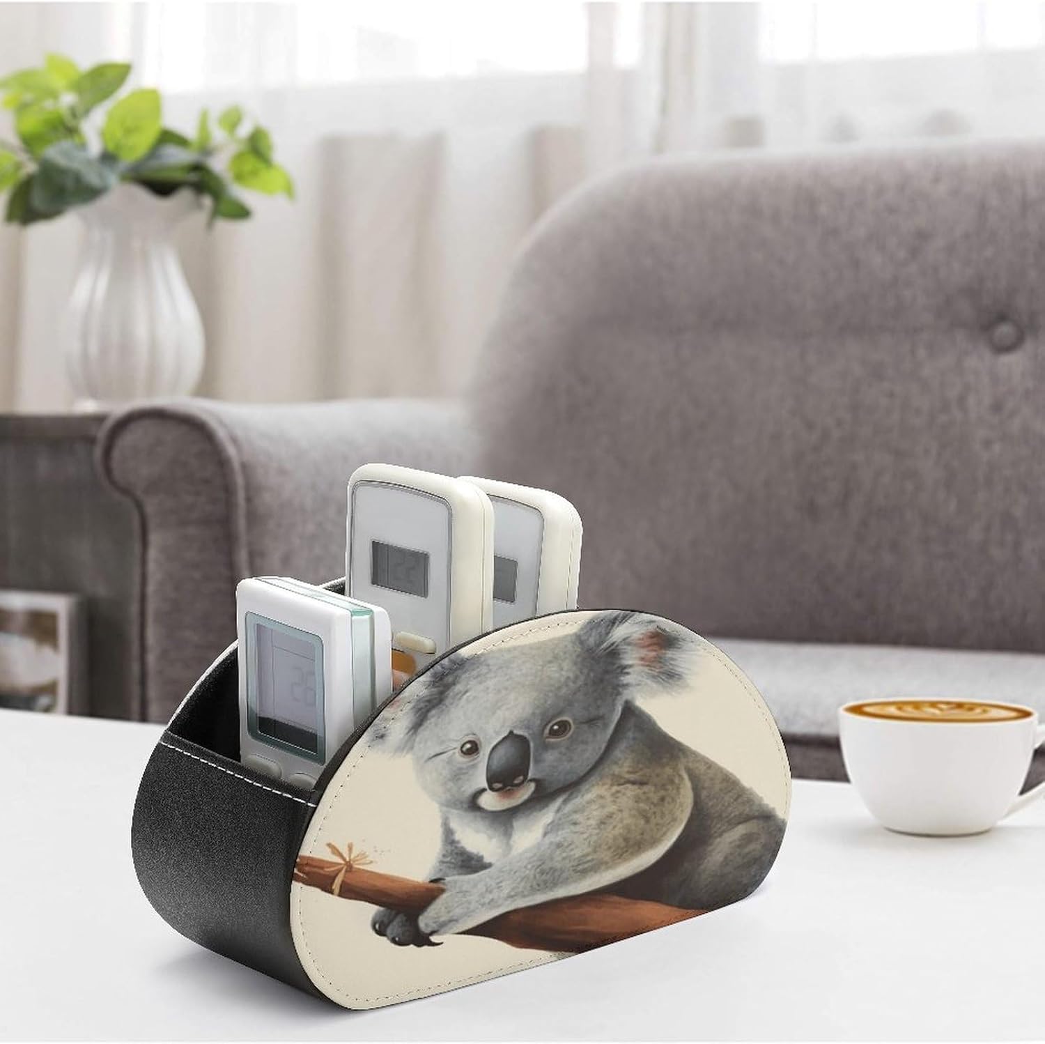 Personalized PU Leather Remote Control Holder with 5 Compartments image 4
