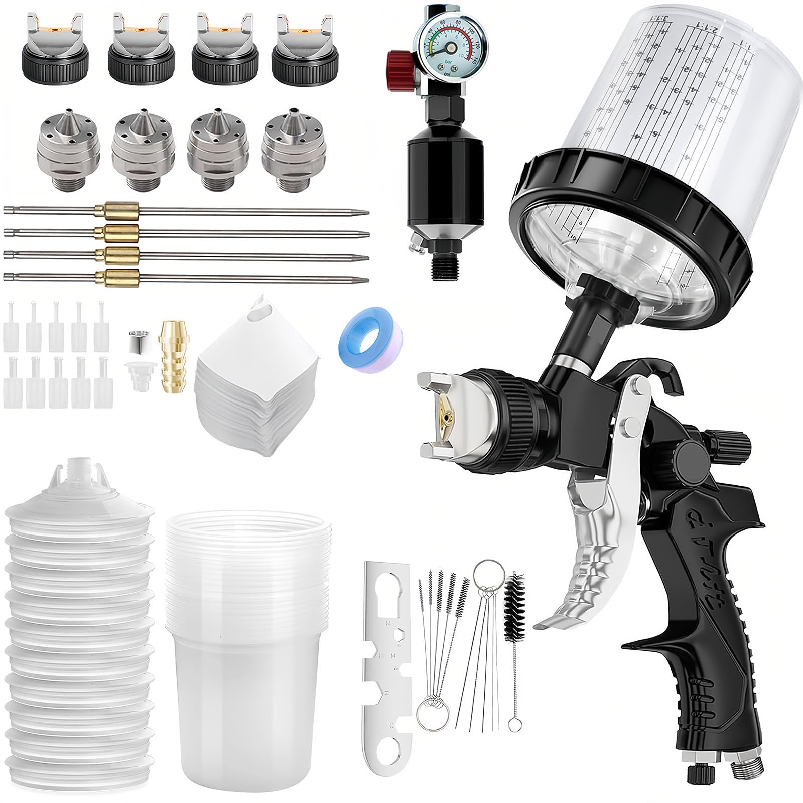 Mini HVLP Lackierpistole 1,0mm - 125ml Farbpistole Für Airbrush