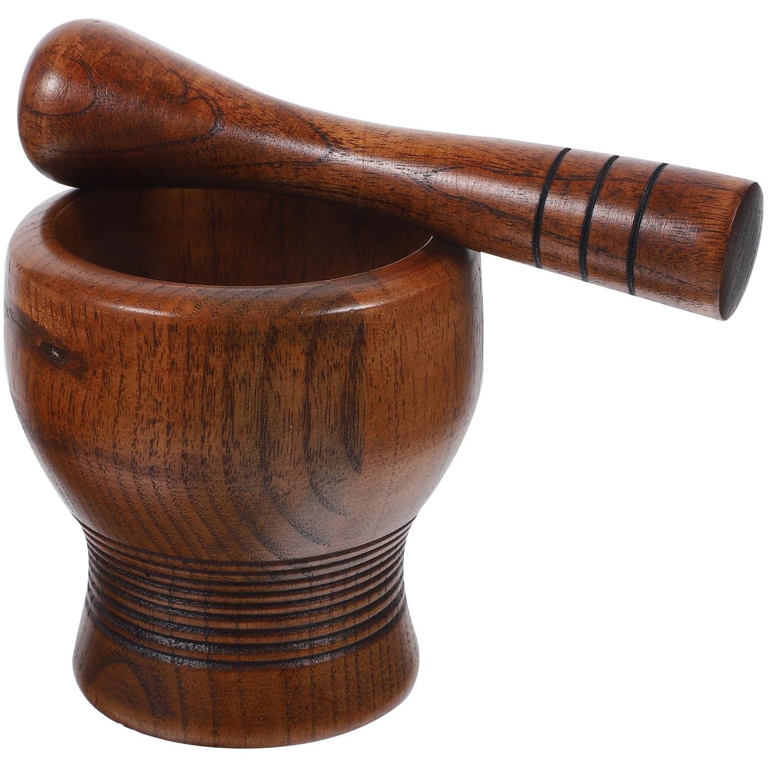 Wooden Garlic Grinder and Pestle Set, Smooth Acid Pine Mortar Bowl with Pestle for Manual Garlic Crushing, Kitchen Spice Grinding Tool for Home Cooking