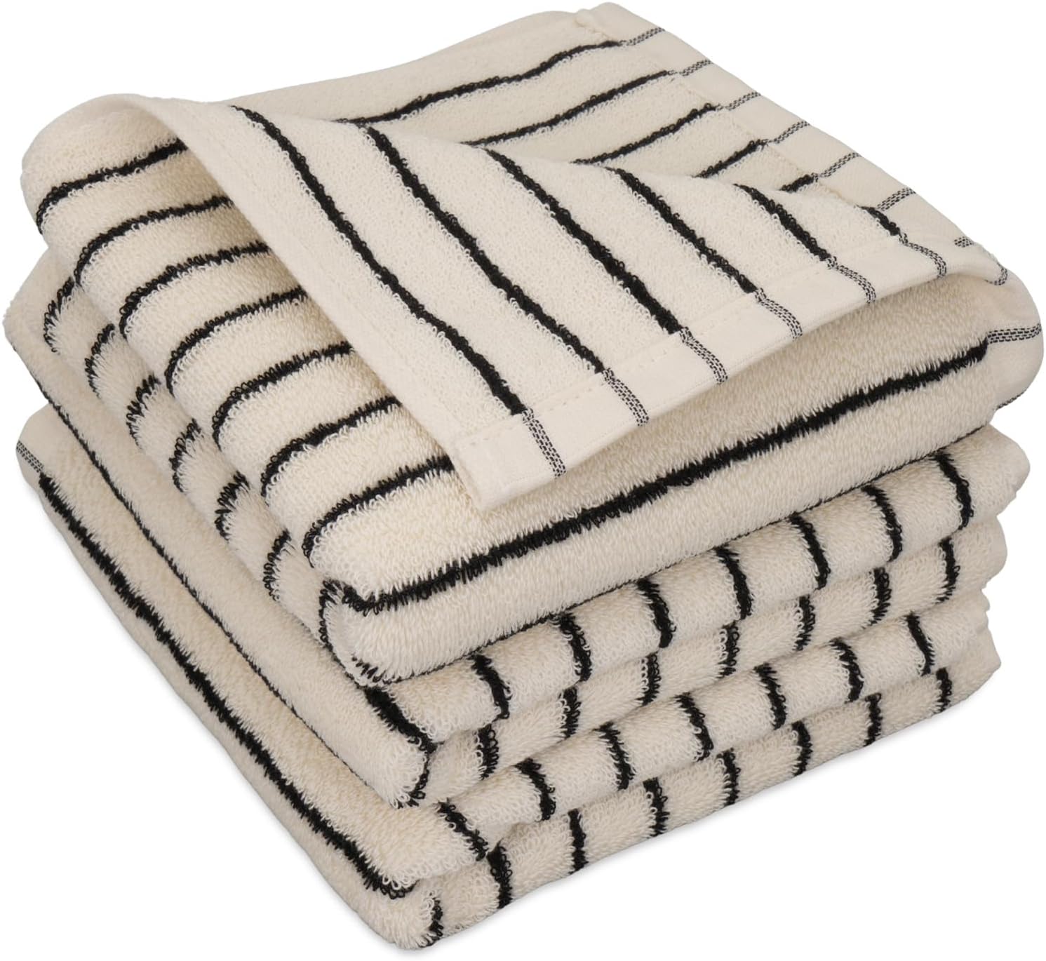 3 Pack Black and White Striped Hand Towels 100% Cotton Absorbent Soft Decorative Towel for Bathroom Kitchen Home Hotel Beach, 29 x 13.4 Inches (Black and White)
