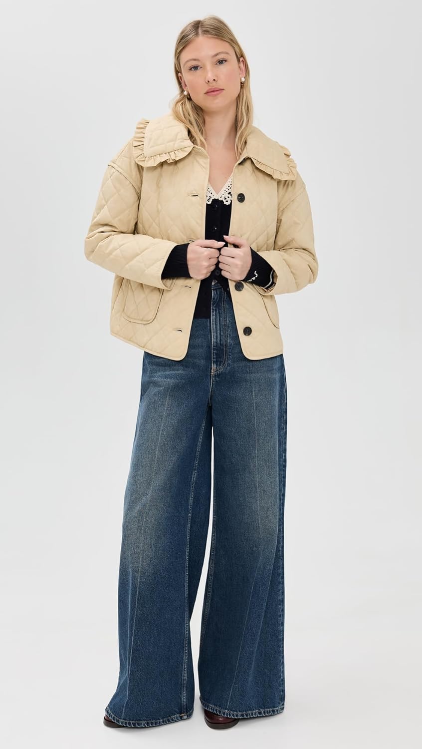 Avec Les Filles Women's Ruffled Collar Quilted Jacket - Image 3