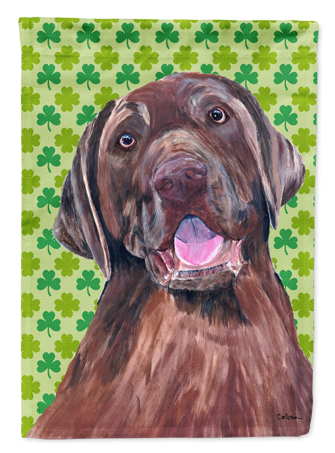Drapeau Labrador chocolat de la Saint-Patrick pour décorer votre jardin en toile de grande taille