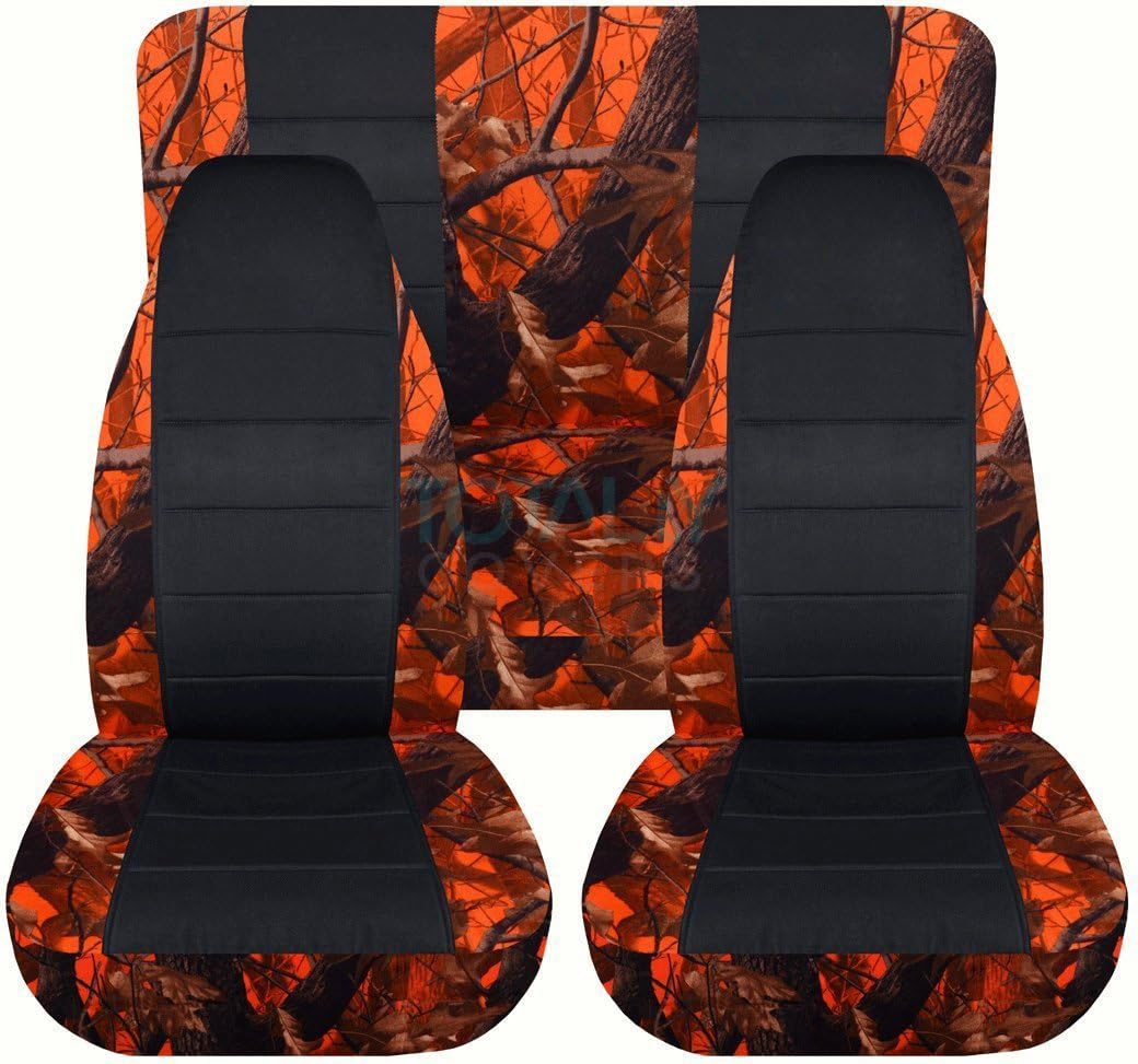 Totally Covers Compatible with 1997-2006 Jeep Wrangler TJ Camo & Black Seat Covers: Orange Tree Camouflage - Full Set: Front & Rear (19 Prints) Complete Back Bench