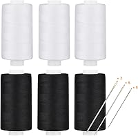 Vista 22 de Simthread - Hilo multiusos de poliéster 400 yardas cada uno (1 blanco y 1 negro)