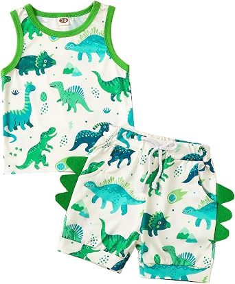 Dinosaur Baby Boy Summer Clothes Sleeveless Shirts Tops Dinosaur Shorts Sets 6 12 18 Month 2T 3T Summer Clothes