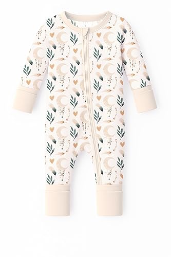 Itsy Bitsy Boutique Viscose from Bamboo Sleeper Baby Pajamas, Convertible Gripped Footie with 2-Way Zipper, Ideal for Eczema - 18-24 Months - Moonlit Meadow