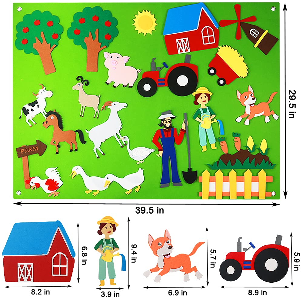 Yowlieu Large Farm Felt Story Board for Todders Kids, 3.5Ft Felt