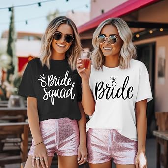 Womens Bride Shirt Bridesmaid Tshirt Bride Squad Bachelorette Party Tee Top