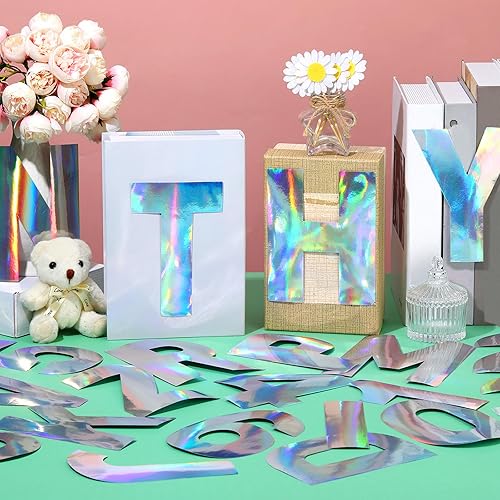 Miniatura 4 de Seajan Paquete de 184 calcomanías adhesivas reflectantes de letras de números, 6 pulgadas, letras gigantes grandes, telón de fondo, de vinilo