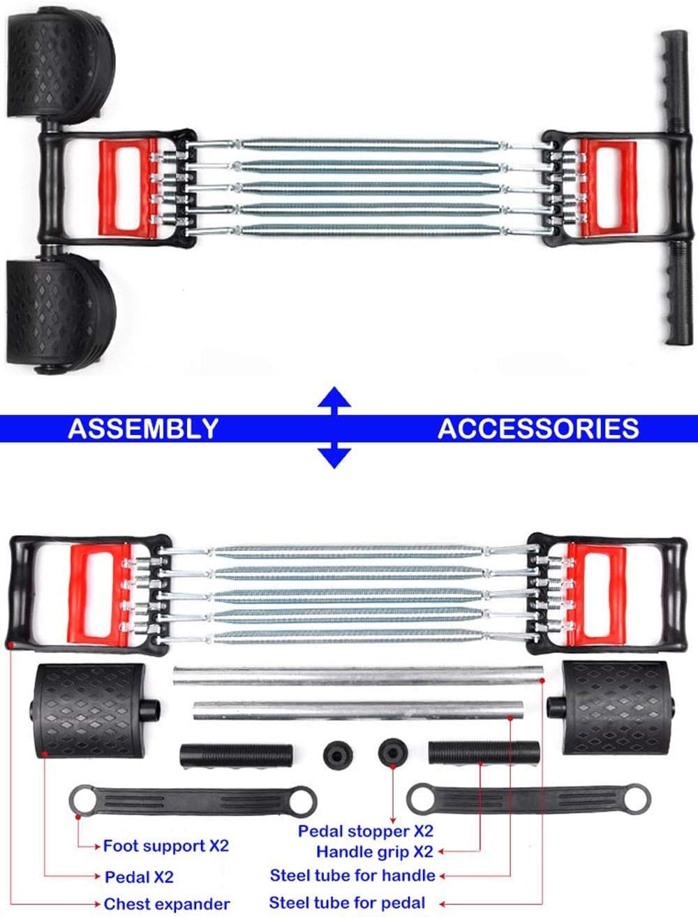 Healway Spring Chest Expander,Chest Expander|Arm Training,Chest Expander with 5 Metal Springs,Chest Pull Exerciser,Chest Arm Expander,Strength Trainer Chest Expander (Multifunction) : Sports & Outdoors