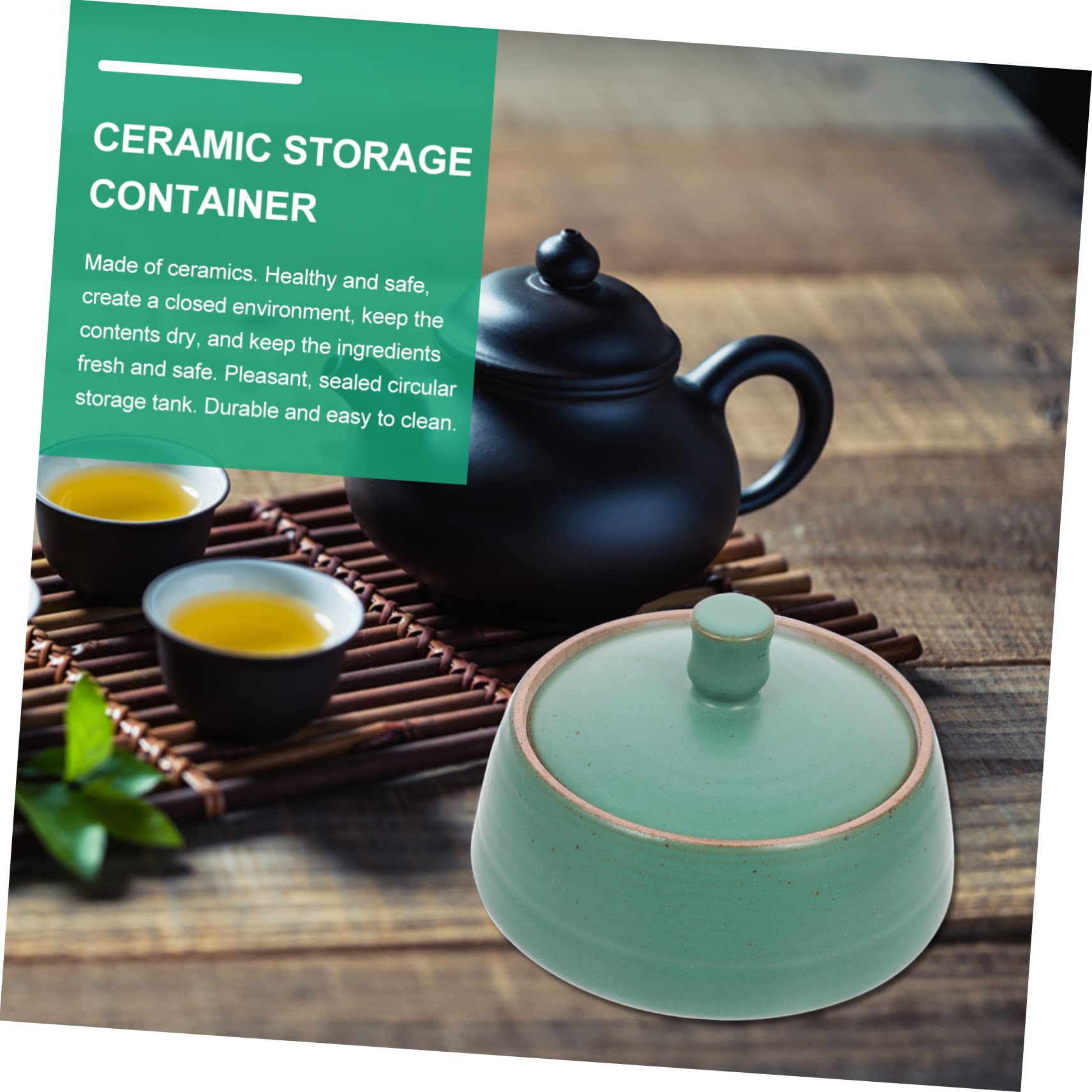 Barattolo Cucina in Ceramica Vintage con Coperchio Ermetico Verde