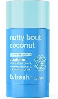 b.fresh Natural Deodorant For Women & Men - nutty bout coconut, coconutty vanilla natural deodorant blended with argan oil - Aluminum Free Deodorant For Women & Men, 2.64 Fl oz