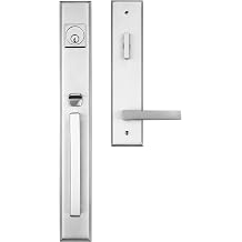 Rockwell Security Premium Lumina Delta Lever Entry Door Handle Set Brushed Nickel Finish Fits 5-1/2 Inch Double Bore Doors with Adjustable Bottom Screw Hole