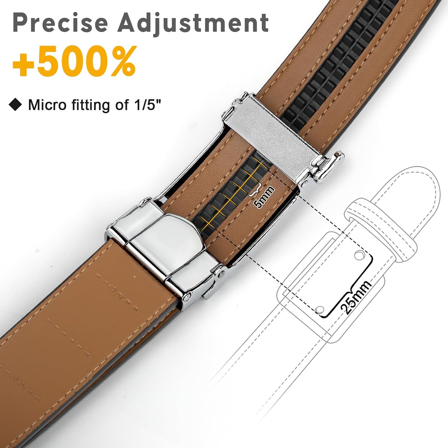 ITIEZY Click Ratchet Belts for Men, Adjustable Leather Dress Belt for Business Casual Jeans - Trim to Fit (35mm)
