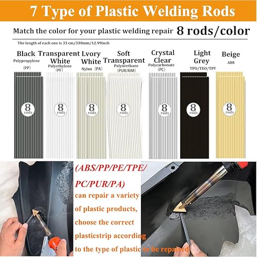Miniatura 4 de Soldador de plástico de 100 W, kit de soldadura de plástico 2 en 1 con puntas de soldador y 56 varillas de soldador, pistola de soldadura de control