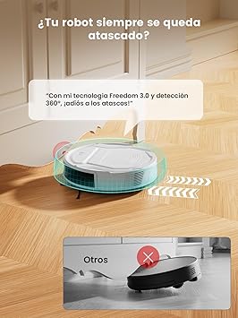 LEFANT M210 Pro+ Robot Aspirador, 4000Pa, 200min, Sensor Anticolisión, PSD 190° Navegación Inteligente, 6 Modos, Delgado y Silencioso, Ideal para Pelo de Mascotas y Suelos Duros, Blanco2