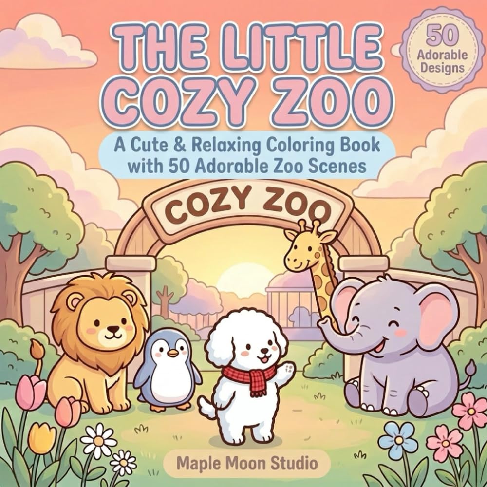 The Little Cozy Zoo: A Cute & Relaxing Coloring Book with 50 Adorable Animal Homes Inside and Out (The Little Cozy Series)