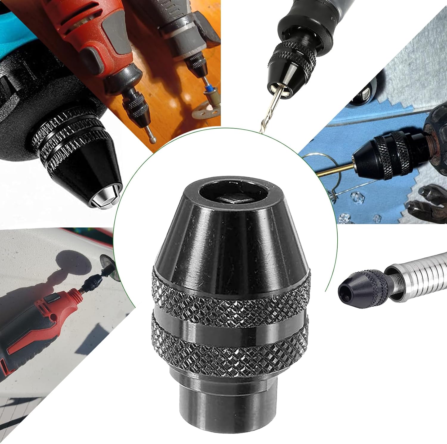 6-Pack 4486 Keyless Chuck, 1/32" to 1/8" Quick Change Rotary Tool Adapter Kit, All-Metal 3-Jaw Replacement Chuck for Dremel 4000 3000 4300 8220 395 7300 7700 8200 275 285 398 Rotary Tools